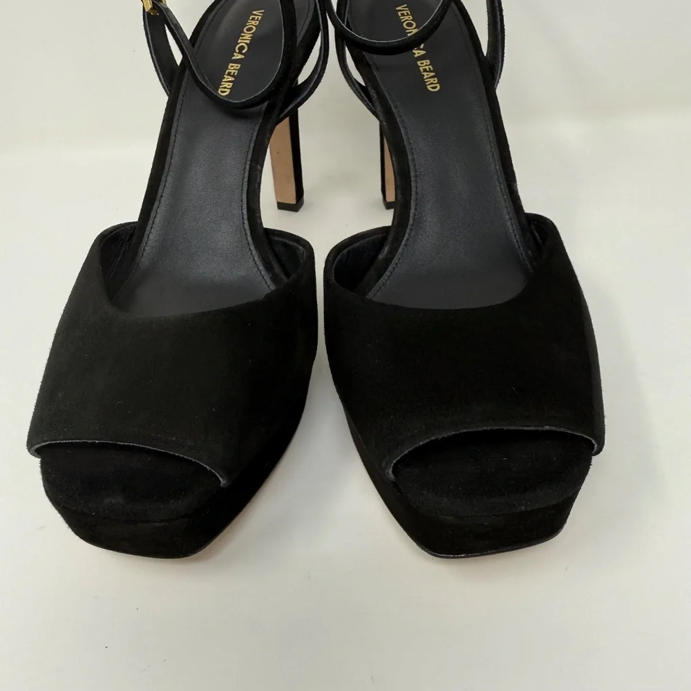 New Veronica Beard Brianne Sandals Black Suede Sz 8.5